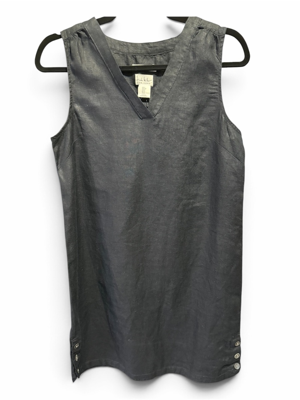 Nicole Miller New York NWT Gray Linen Sleeveless V-Neck Shift Dress Size Small